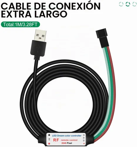 Vista 3 de RGBZONE - Controlador LED USB de 5 V, control remoto inalámbrico RF de 21 teclas para tiras 1M/3.3FT 3-PIN LED Controller, 300+ Kinds of