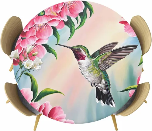 Vista 23 de Mantel Ajustado de Hongos para Mesa Redonda, Cubierta de Mesa de Cocina Botánica Pastoral Floral con Borde Elástico Tela Impermeable, Cubiertas Negro