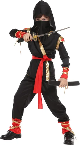 Vista 2 de Agares Disfraces de Halloween para niños, disfraz de Ninja Kungfu de lujo