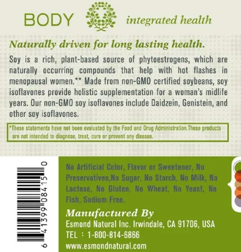 Vista 2 de Isoflavonas de soja sin OMG (apoya la salud menopáusica y sofocos), GMP, producto natural certificado Assn, fabricado en Estados Unidos, 250 mg, 60