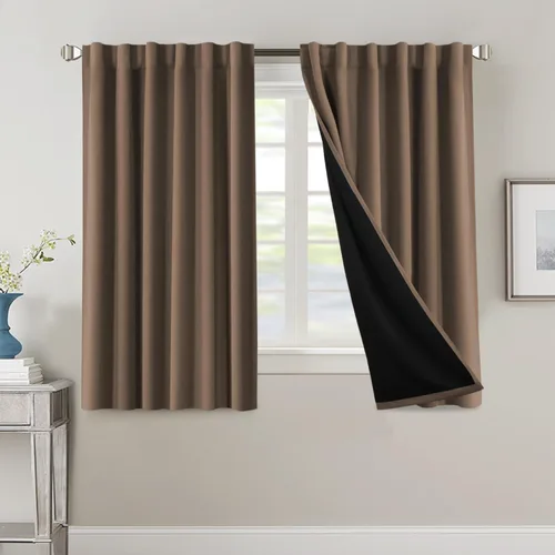 Vista 109 de H.VERSAILTEX Cortinas 100% opacas para dormitorio con forro negro, cortinas de oscurecimiento de habitación completa, con aislamiento térmico
