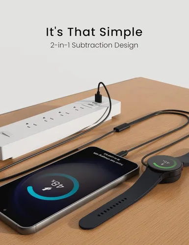 Vista 4 de Cargador compatible con Samsung Galaxy Watch 7/Ultra/FE/6/6 Classic/5 Pro/4 Classic/3/Active 2/Active 2 en 1 USB a USB C Cable de carga para Galaxy