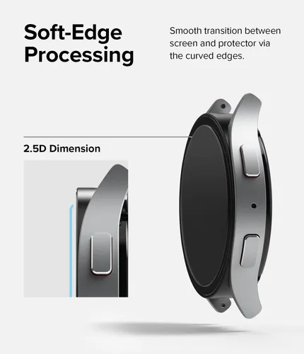 Vista 8 de Ringke Paquete de 4 protectores de pantalla compatibles con Samsung Galaxy Watch 6 (1.732 pulgadas), vidrio templado protector de dureza 9H