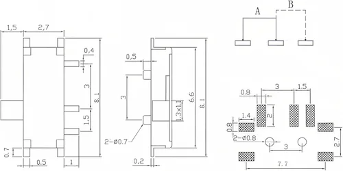 Vista 5 de Gikfun Interruptor de palanca Micro Slide SMD On/Off 7 Pin para Arduino (paquete de 20 piezas) AE1073