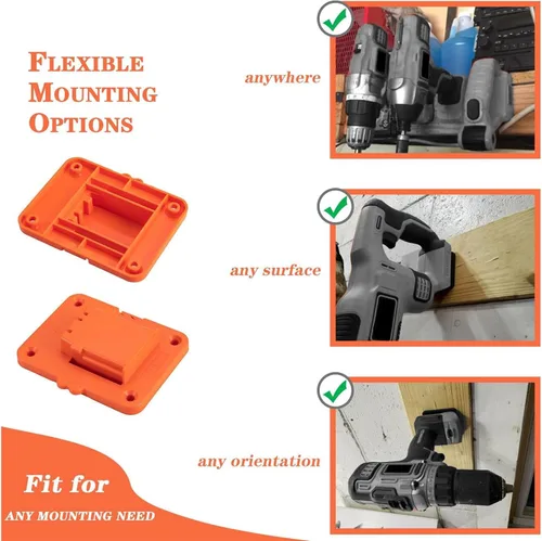 Vista 3 de Soporte de montaje para taladro compatible con taladros Black+Decker 20V Max de iones de litio, herramientas de ABS resistentes para colgar
