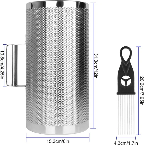 Vista 2 de Güiro de metal de 30.5 x 15.2 cm, instrumento de acero inoxidable con raspador, instrumento latino de percusión Plateado