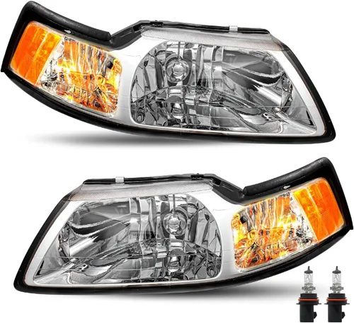 Vista 12 de Conjunto de faros halógenos estilo OE JSBOYAT para Ford Mustang 1999 a 2004