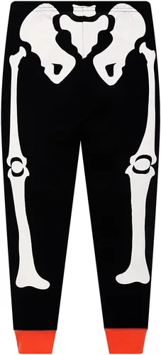 Vista 6 de Pijamas de Halloween para niños y niñas, pijamas de esqueleto que brillan en la oscuridad, pijamas de calabaza para niños, ropa de dormir 100%
