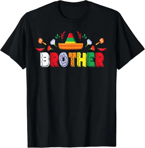 Vista 2 de Camiseta familiar a juego con temática de fiesta de cumpleaños mexicana, Negro