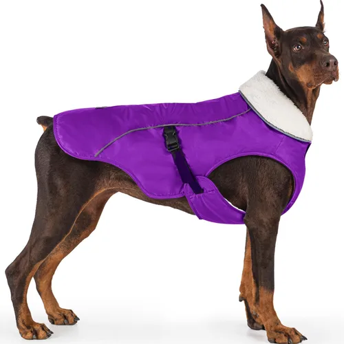 Vista 11 de EMUST Chaqueta de invierno para perro, ropa resistente al viento para el clima frío, abrigos reflectantes para perros, chaqueta cálida