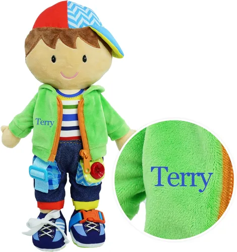 Vista 19 de June Garden Dressy Friends Belle de 15.5 pulgadas, muñeca de peluche educativa para niños y niños pequeños de 2 años en adelante, juguete suave