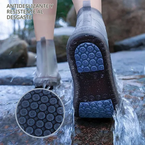 Vista 4 de SooGree - Fundas para zapatos impermeables, reutilizables, plegables, botas de lluvia, antideslizantes, con suela de goma, protectores