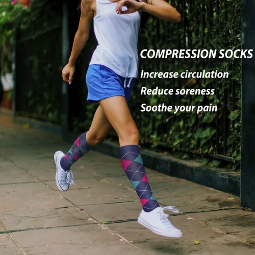 Vista 2 de 57 pares de calcetines de compresión de cobre para mujeres y hombres, circulación de 20-30 mmHg, el mejor apoyo para correr, atletismo, enfermería
