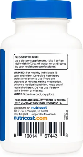 Vista 4 de Nutricost Cápsulas blandas de vitamina D3 de 2000 iu, 240 cápsulas blandas, sin OMG y sin gluten