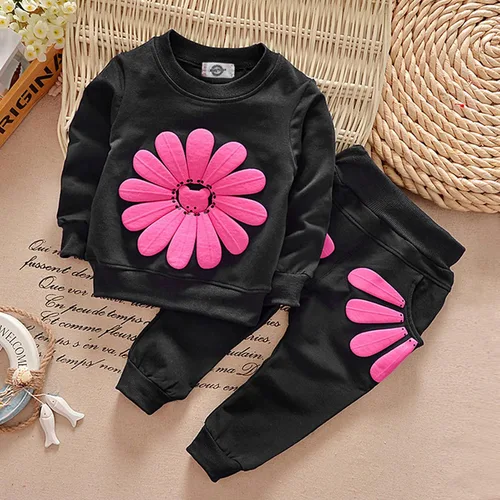 Vista 5 de Conjunto de ropa de girasol para niñas pequeñas, camiseta de manga larga y pantalones, 2 piezas, ropa de otoño
