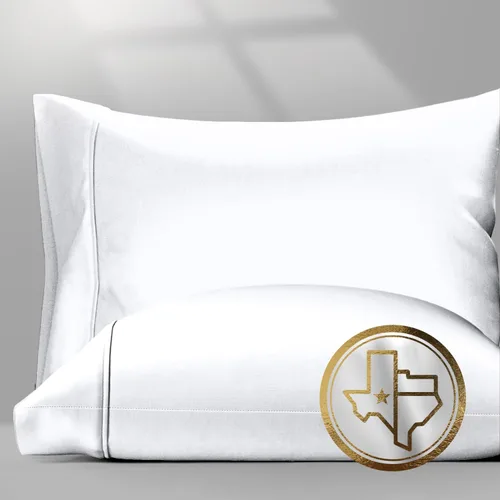 Vista 19 de TEXAS LINEN CO. Juego de 2 fundas de almohada 100% de algodón egipcio, tamaño estándar/Queen, fundas de almohada de lujo de alta serie color beige