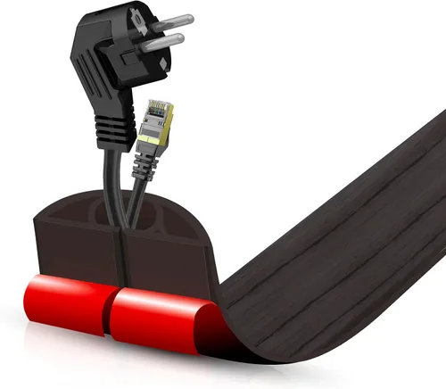 Vista 75 de Cubierta autoadhesiva para cables de suelo, gestión de cables de 3.3 pies, protector de tira de extensión para cables, evita tropiezos de cables