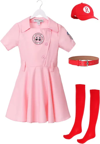 Vista 4 de Conjunto de disfraz bordado de Dottie para mujer de una liga de su propio Rosado