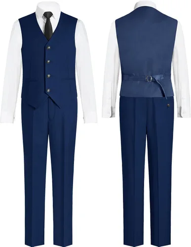 Vista 3 de ELPA ELPA Boys Tuxedo Suits Little Boys and Big Teen Youth Peak Lapel Formal Suits Set of 3 Pieces with Blazer Vest Pants