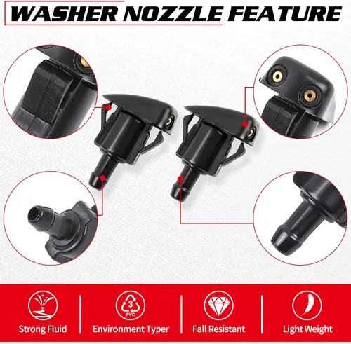 Vista 3 de OTUAYAUTO Boquillas para limpiaparabrisas delantero – Repuesto para Toyota Corolla 99-08, Toyota Camry 97-01, Toyota Tacoma 05-10, Toyota Echo 00-05
