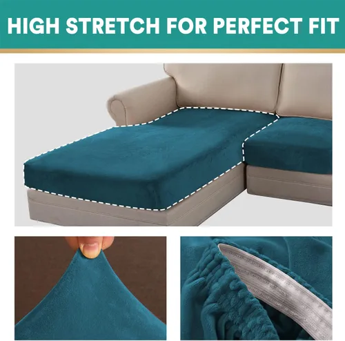 Vista 46 de OKYUK Fundas para sofá modular, 3 piezas, fundas de cojín de terciopelo para sofá, en forma de L, funda de cojín separado para sofá, protector