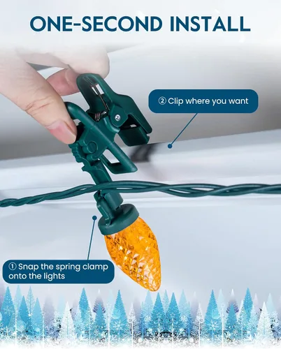 Vista 3 de Minetom Luces LED C9 de Navidad para exteriores, 81 pies, 100 luces LED con clips rápidos, extensibles, impermeables, decoraciones de Navidad al