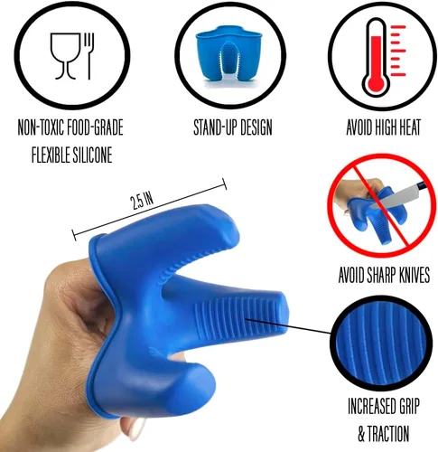 Vista 3 de Protector de dedos de silicona para rallar queso y verduras con cortador de mandolina, accesorios de cocina, paquete de 2