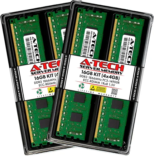Vista 30 de A-Tech 4GB DDR3 1333MHz PC3-10600R ECC RDIMM 1Rx4 Rango único 1.5V Registrado DIMM 240-Pin Módulo de actualización de memoria RAM de servidor