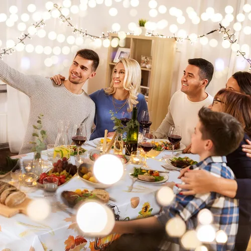 Vista 7 de Peryiter 2 manteles rectangulares de otoño de Acción de Gracias de 54 x 108 pulgadas, mantel rectangular lavable para mesa de comedor para cocina