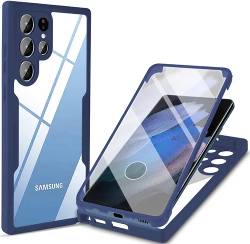 Vista 11 de CCSamll - Carcasa para Samsung Galaxy S21 Ultra con protector de pantalla QC, color negro Clear Slim Shockproof Soft TPU Bumper, Full Body