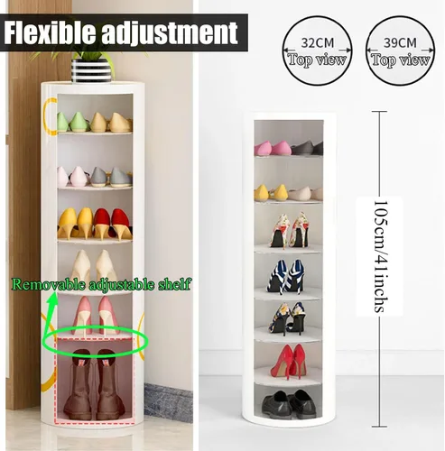 Vista 5 de Zapatero multifuncional de 360°, armario de almacenamiento para zapatos, zapatero giratorio vertical, zapatero para entrada, almacenamiento simple
