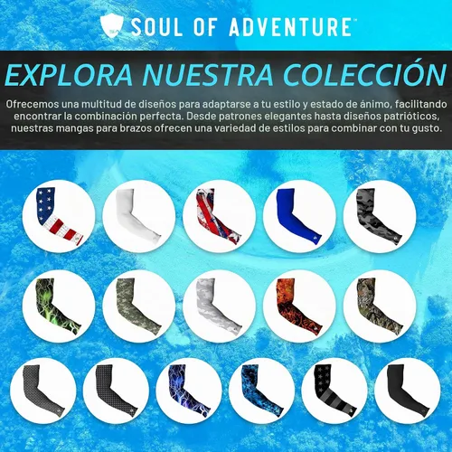 Vista 7 de S A Soul of Adventure - Manga de compresión para brazo con protección solar UV 30+, absorbe la humedad, elasticidad en 4 direcciones Bandera