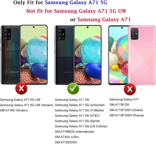 Vista 2 de Funda para Samsung A71 5G, Galaxy A71 5G, funda PUSHIMEI de grado militar resistente con protector de pantalla HD, anillo magnético con soporte