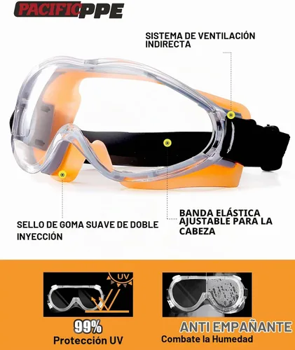 Vista 2 de PACIFIC PPE Gafas de seguridad, antivaho y antiarañazos