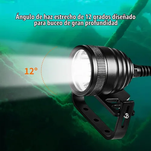 Vista 3 de WD70 - Luz de buceo con recipiente – Kit de linterna técnica de buceo ultra brillante de 3000 lúmenes con mango Goodman ajustable, 5 modos de luz