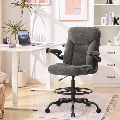 Vista 8 de Silla de dibujo de oficina gris - Silla de oficina alta de tela para Gris-h