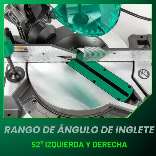 Vista 8 de Metabo HPT Sierra ingletadora compuesta de un solo bisel de 10 pulgadas, sierra de potencia de 15 amperios con línea de sombra de corte Xact