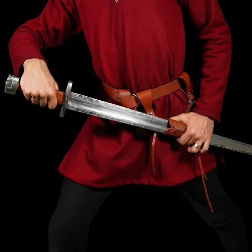 Vista 4 de Mythrojan Aventurero medieval de rana espada con soporte de cuero para Universal Rapier, espada ancha, Cutlass