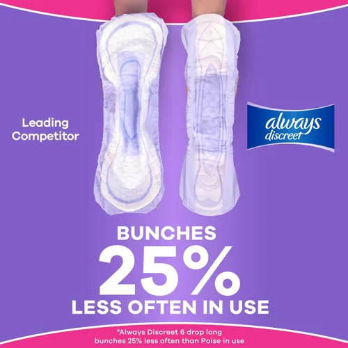 Vista 6 de Always Discreet - Toallas para incontinencia adulta para mujer, absorción ligera, longitud regular, toallas posparto, 30