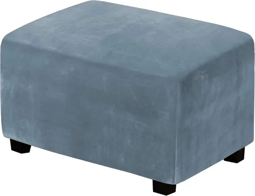 Vista 39 de H.VERSAILTEX Terciopelo de lujo de felpa de una pieza, rectangular, elástica, funda plegable para taburete o almacenamiento, cubierta elástica