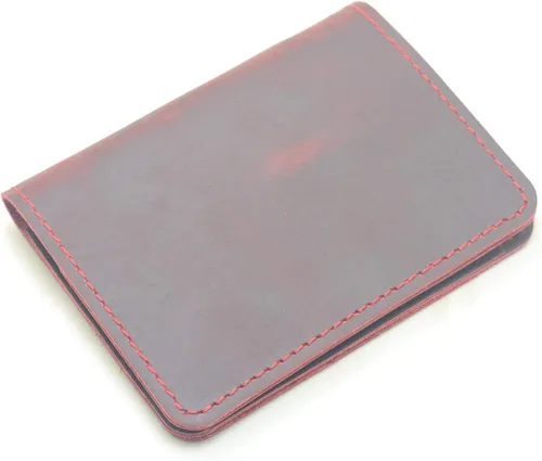 Vista 2 de Billetera de cuero minimalista hecha a mano para hombre, diseño de flores marrones