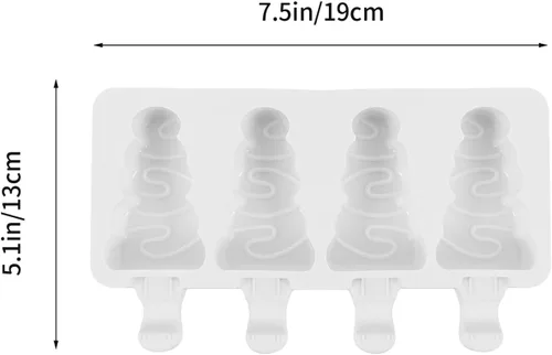 Vista 2 de Moldes para paletas de hielo para árbol de Navidad, bandejas reutilizables de 4 ranuras para paletas de hielo con moldeador de fácil liberación