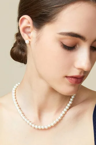 Vista 2 de BABEYOND - Collar de perlas redondas de imitación para novias, bodas