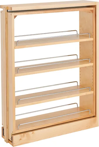 Vista 10 de Rev-A-Shelf Base Filler - Estante organizador extraíble para armarios de cocina y baño con apertura de 3 pulgadas, rodamientos de bolas, toboganes