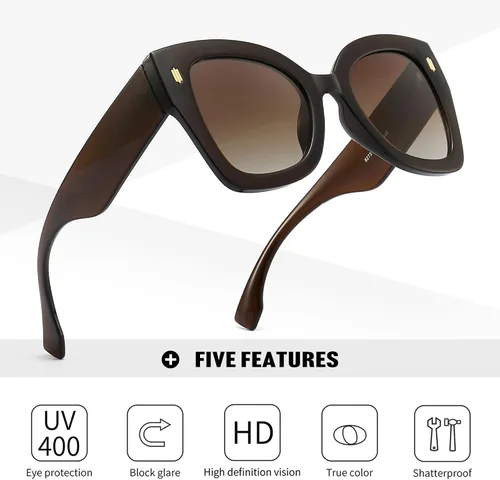 Vista 3 de Gafas de sol cuadradas de gran tamaño para mujer, de lujo, con protección UV400 retro