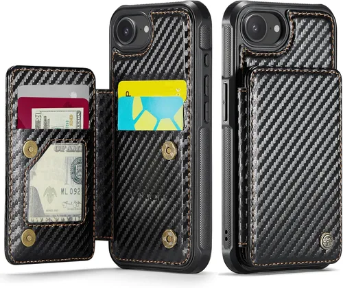 Vista 89 de Vinich for iPhone XR Wallet Case with Card Holder, Black RFID Blocking Credit Slots, Kickstand, Shockproof Flip Phone Cover, PU Leather, Double