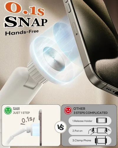 Vista 2 de SAIJI 【Magnético】Soporte para teléfono celular para cama, mini soporte de almohada Kindle con brazo elevado de doble eje, soporte para teléfono