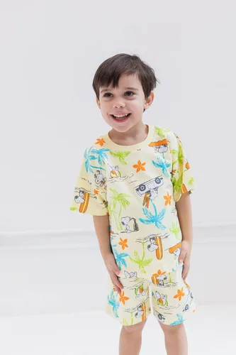 Vista 2 de PEANUTS Snoopy Woodstock - Conjunto de camiseta y pantalones cortos de rizo francés