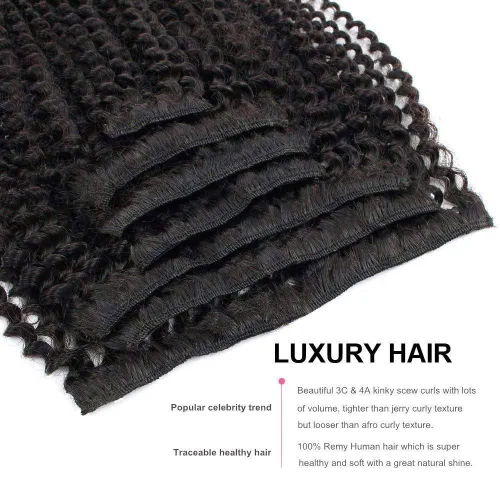 Vista 6 de ABH AMAZINGBEAUTY HAIR Kinkys - Extensiones de cabello rizado con clip, 3C y 4A, doble trama, cabello humano Remy real rizado para afroamericanos
