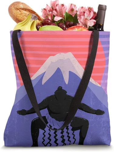 Vista 4 de Japonés Sumo Wrestler En Mawashi Japón Monte Fuji Estética Bolso de mano